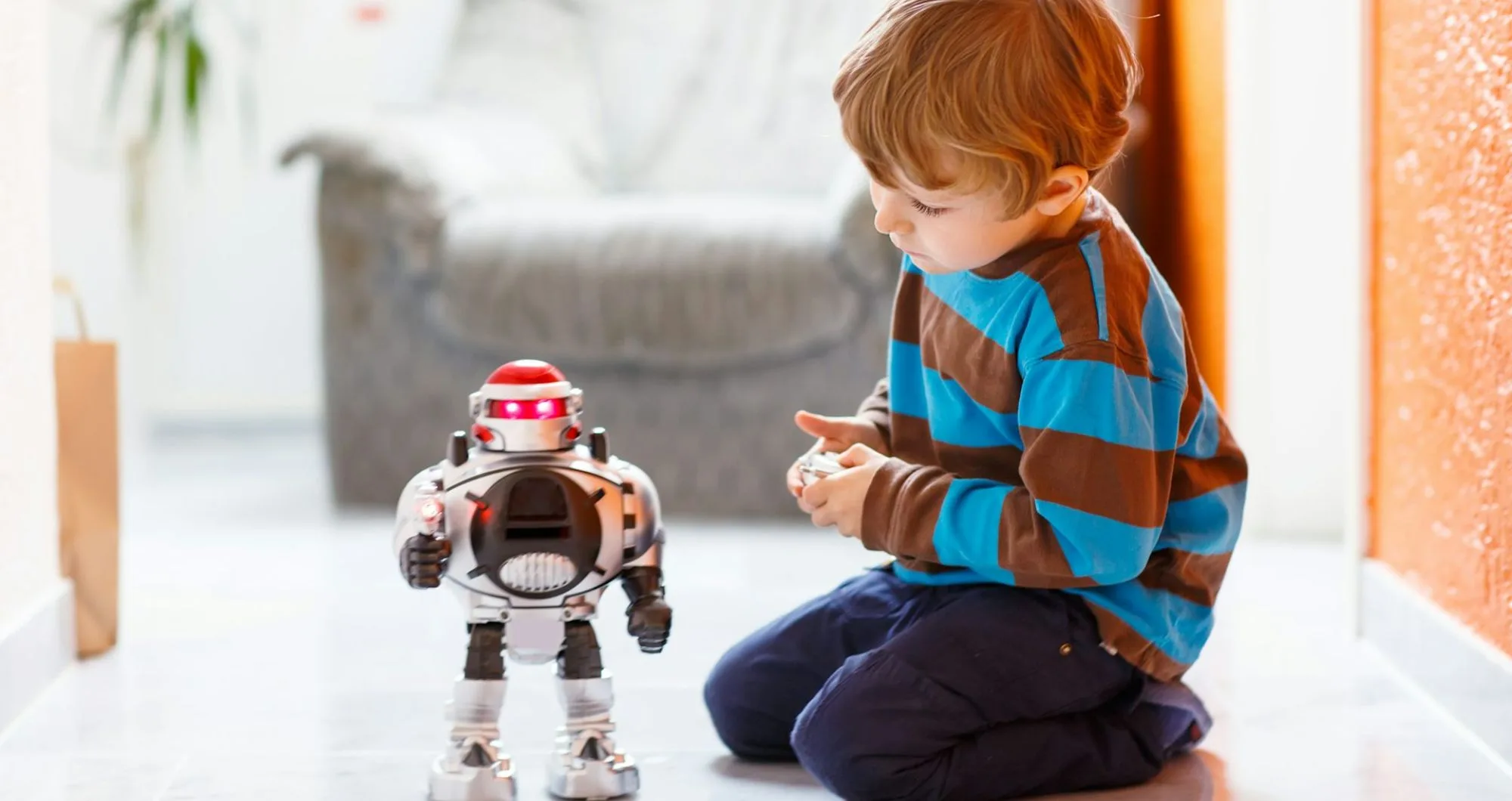 Colorful and interactive robot for kids designed to encourage learning and play.